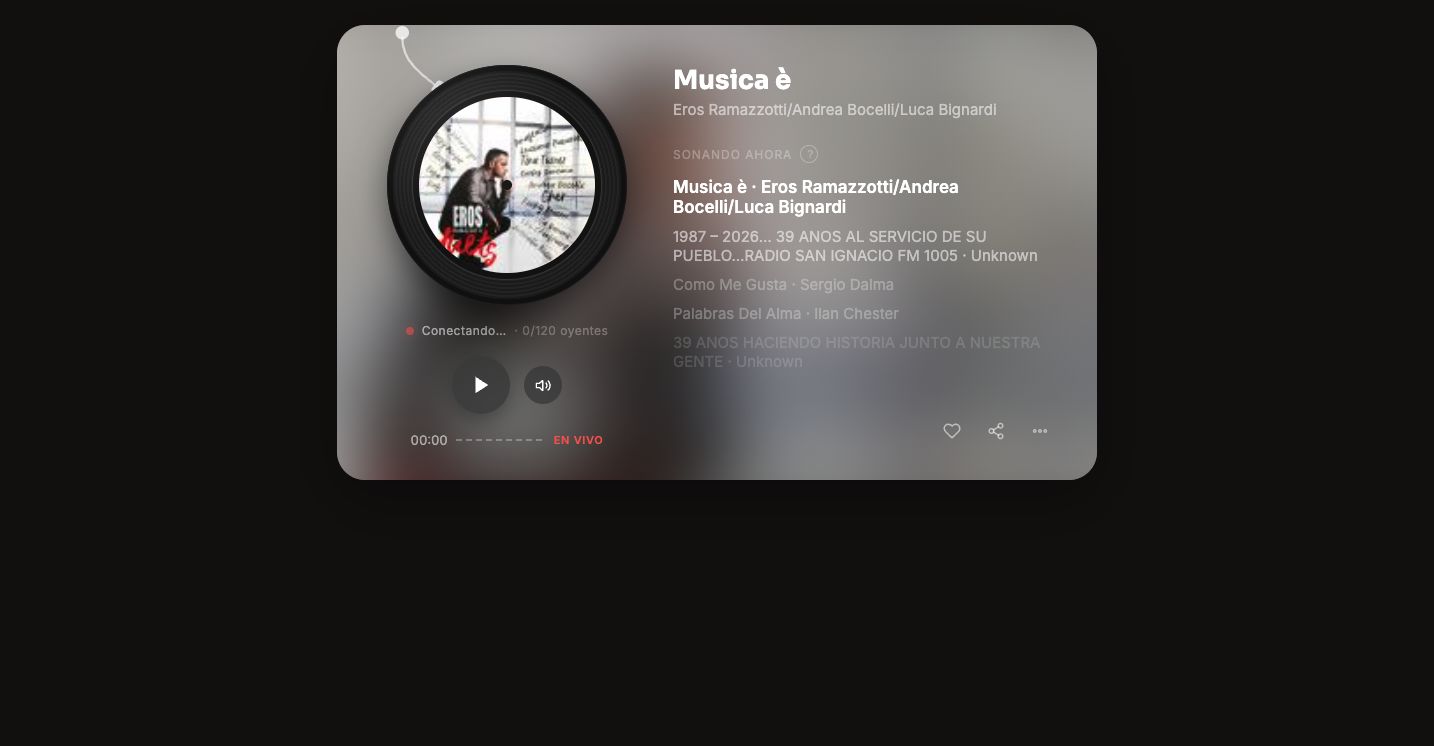 Widget reproductor para radio